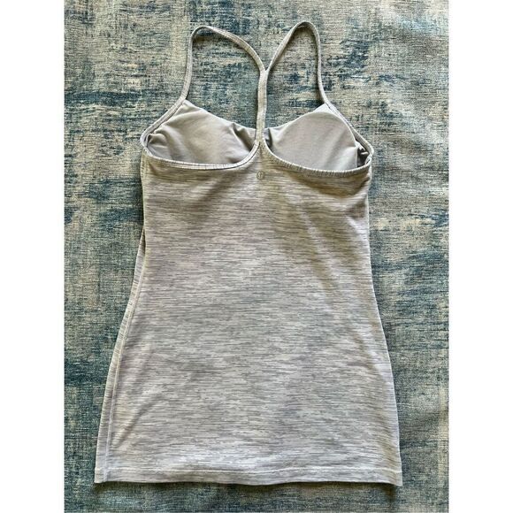 Lululemon Alpine White Ice Grey Battleship Power Pose Tank Size 6 - Picture 2 of 5
